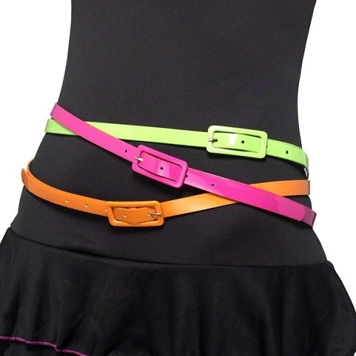 Años 70 Años 80 Damas Paquete de 3 Cinturones de Vestir Elegantes de Neón por Smiffys Foto 1 de 1