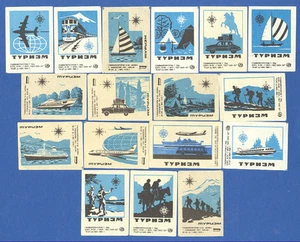 1968-70 URSS Ruso Soviético TURISMO Publicidad Caja de cerillas Juego de etiquetas - Imagen 1 de 1