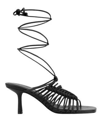 Sandalias Wittner Chani Talla 42 Negras con Tiras Con Cordones Planas Cuadradas Tacones Gatito Foto 1 de 4