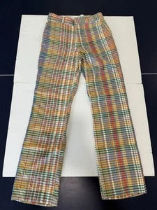 Vintage 70’s Thomson Mens 31x33 Golf Pants Multicolor Indian Madras Plaid Rare - Picture 1 of 24