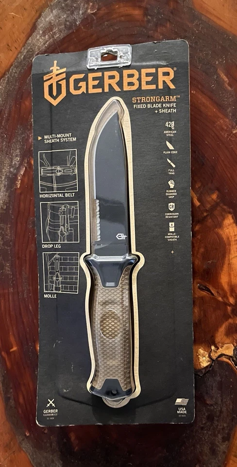 NEW GERBER STRONGARM - COYOTE BROWN, FIXED BLADE KNIFE + SHEATH - Image 1 of 4