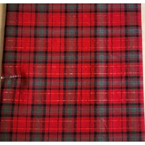 Cotton Fabric Red Green Plaid with Metallic Thread 25"x45" Quilting Sewing - Picture 1 of 6