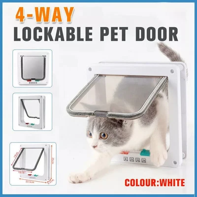 4-Way Safe Lockable Locking Pet Cat Dog Door Brushy Flap Screen L Large Size AU - image 1 of 4