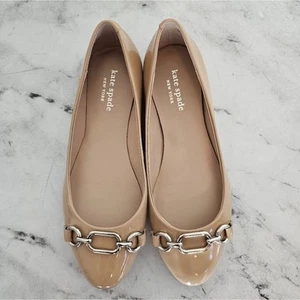 Kate Spade Pauly Patent Leather Tan Flats 6 New With Box - Picture 1 of 9