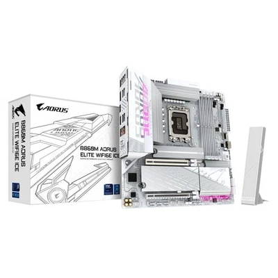 GIGABYTE B860M AORUS ELITE WIFI6E ICE, Mainboard weiß - Bild 1 von 4