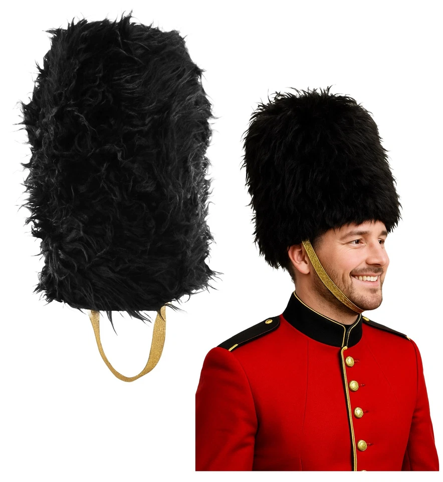 Nutcracker Grenadier Royal Guard Tall Toy Soldier Bearskin Beefeater Costume Hat