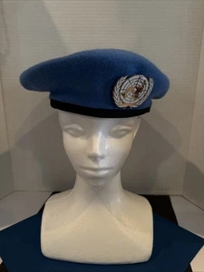 UN BLUE BERET United Nations Peacekeeping Force Cap Hat With UN Badge - Picture 1 of 10
