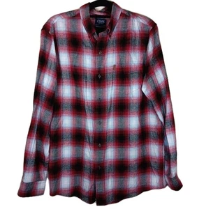 Camicia CHAPS Performance FLANELLA con bottoni PLAID manica lunga 100% COTONE GRANDE - Foto 1 di 12