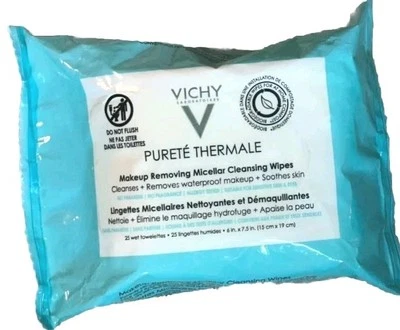 Vichy Purete Thermale Makeup Removing Micellar Cleaning Wipes 25 Towelettes NIP - Image 1 of 2