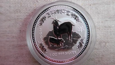 1 Dollar Australien Lunar I- 2003-Ziege-1 Unze-Silber - Bild 1 von 2