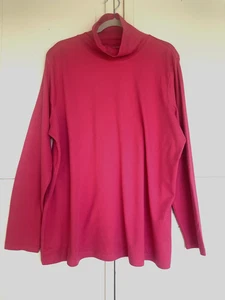 Lands' End Womens  Turtleneck Shirt Top X-Large Cotton Long Sleeves Coral - Picture 1 of 7