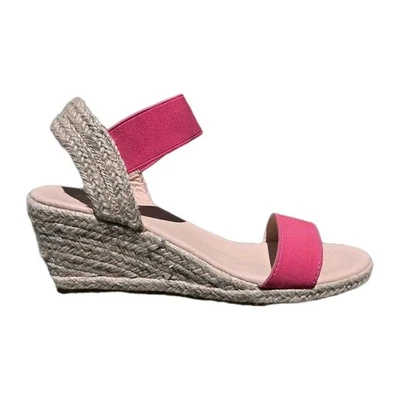 Easy Steps Pink Fabric Wedge Espadrille Shoes Sandals Size US 8.5 - image 1 of 4