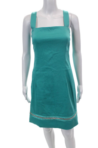 Versace Jeans abito donna maglia catena orlo smanicato blu cotone taglia 8