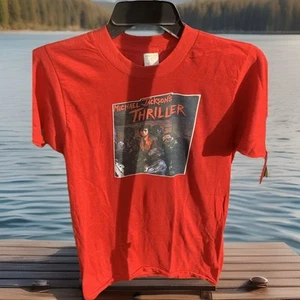 Rare Org Iron On VTG 1980s Michael Jackson Thriller T-Shirt M USA Mint Red - Picture 1 of 5