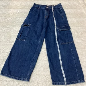 Jeanshose Mädchen Zara Gr. 10 Cargo weites Bein große Tasche Mädchen Hippie-Stil  - Bild 1 von 8