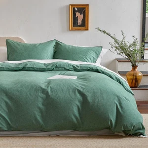 Duvet Cover Set Full, 100% Washed Cotton Linen like Cooling Breathable Durable H - Picture 1 of 7