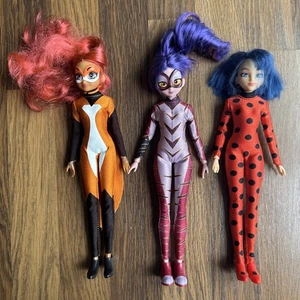 Miraculous Ladybug Doll Bundle x 3 Rena Rouge Purple Tigress Ladybug Dolls  - Picture 1 of 14