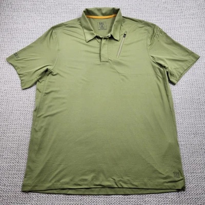 5.11 Tactical Polo Shirt Mens Large Green Performance Short Sleeve Zip Pocket - Image 1 of 4