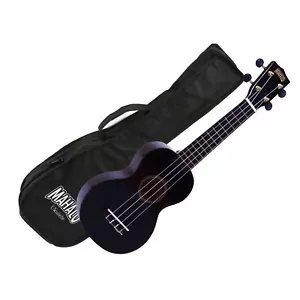 Mahalo Ukulele MR1BK Rainbow Series BLACK Soprano UKE Aquila Strings W/Gig Bag - Picture 1 of 3