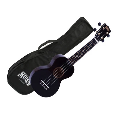 Mahalo Ukulele MR1BK Rainbow Series BLACK Soprano UKE Aquila Strings W/Gig Bag - Image 1 of 3