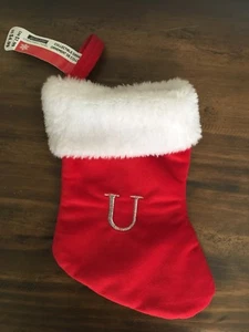 Ashland Holiday Christmas Stocking Red Letter U  7.5" New  - Picture 1 of 2