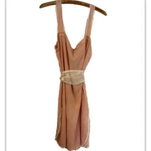 Vintage 1920s Step In Slip Camisole Blush Pink Silk Slip Teddy Nightie Volup - Picture 1 of 8