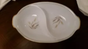 Vintage Harvest Gold Sango Divided Oval Serving Bowl 11 1/2" Gold Trim - Picture 1 of 3