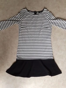 Womens Dress Black White Striped Size S Brand Vila Long Sleeve - Picture 1 of 5