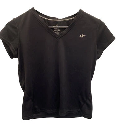 女式北欧田径 V 领运动衬衫-大号-黑色 — 第 1/4 张图片