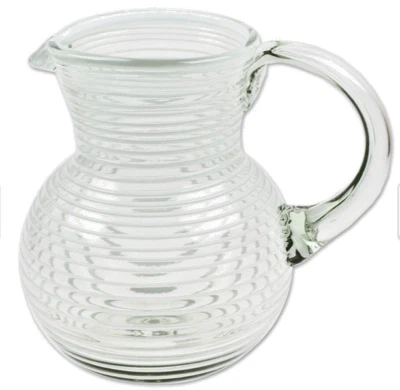 Jarra de vidrio soplado a mano blanca hecha a mano Novica té helado sangría margarita México Foto 1 de 4