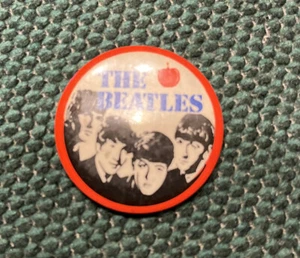THE BEATLES Small Apple Shows All 4 Beatles pin back button 1 1/4” - Picture 1 of 3