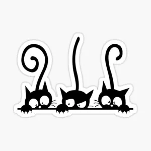 3 Black Peeking Cat For laptop cup Window Wall Vinyl Decal Sticker - Picture 1 of 1