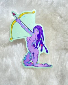 Sagittarius Women Art Holographic Stars Sticker 2.75” x 4” - Picture 1 of 2