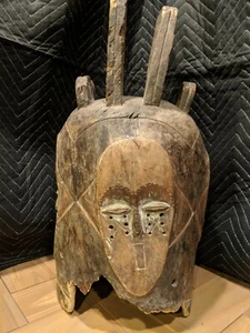 Fang Helmet Mask with Four Faces and Crown — Authentic Carved Wood African Art - Picture 1 of 7