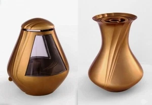 Esclusivo set decorazioni tombali bronzo-marrone lampada tombale + vaso tombale lanterna tombale + vaso - Foto 1 di 2