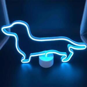 Neon LED Licht Dackel Hund Lampe Deko Batterie Beleuchtung Nachtlicht Reklame
