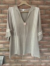Orvis Pullover Sweater Women’s Size XL Tan Cotton Blend 1-Button Short Sleeve