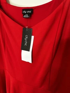 City Chic A-line Red Dress | Pockets & Flattering Arms | Sexy | Pinup Style - Picture 1 of 9