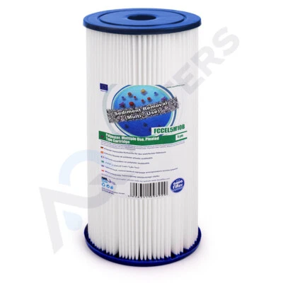 5 Micron 10" x 4.5" Pleated Washable Sediment Water Filter Aquafilter FCCEL5M10B - Image 1 of 2