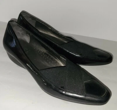 CIRCA JOAN David black Patent Leather Stretch Fabric Comfort Loafers 7 - Image 1 of 4