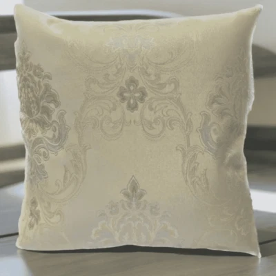Cushion Covers Silver Golden Champagne Cream Luxury Damask 18x18" Inch 45 x 45cm - Image 1 of 4