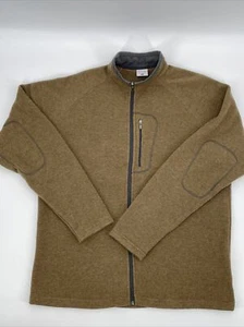 Maglione giacca pile uomo Columbia full zip taglia L marrone manica lunga tasche - Foto 1 di 12