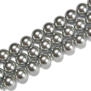 Cuentas redondas lisas azul gris perla tamaño 4 mm 6 mm 8 mm 10 mm 15,5"" hilo - Imagen 1 de 2