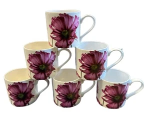 6 Rose Flower Mugs Fine Bone China  - Large Tea Mugs Coffee Cups Set 400ml - Picture 1 of 11