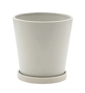 Smooth Finish Grey 6 x 6 Ceramic Planter Pot With Saucer - Picture 1 of 1