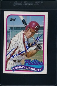 1989 Topps #653 Tommy Barrett Phillies Signed Auto *19994