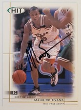 Maurice Evans Signed 2001 Hit #28 Card Texas NBA RAD