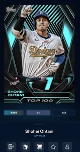 Carte numérique Topps Bunt 2025 TOP 100 NÉON ÉVÉNEMENT RARE SHOHEI OHTANI #1 DODGERS - Photo 1 sur 1