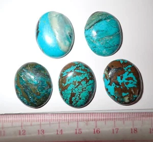 Turquoise Stone Oval 25x20 mm Flat Cabochon 98.5 Carat 5 pieces 19.7 gram - Picture 1 of 7