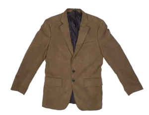 Roundtree & Yorke Brown Notch Lapel Faux Suede 2 Button Blazer Jacket Mens S - Picture 1 of 8